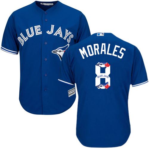 Blue Jays #8 Kendrys Morales Blue Team Logo Fashion Stitched MLB Jersey